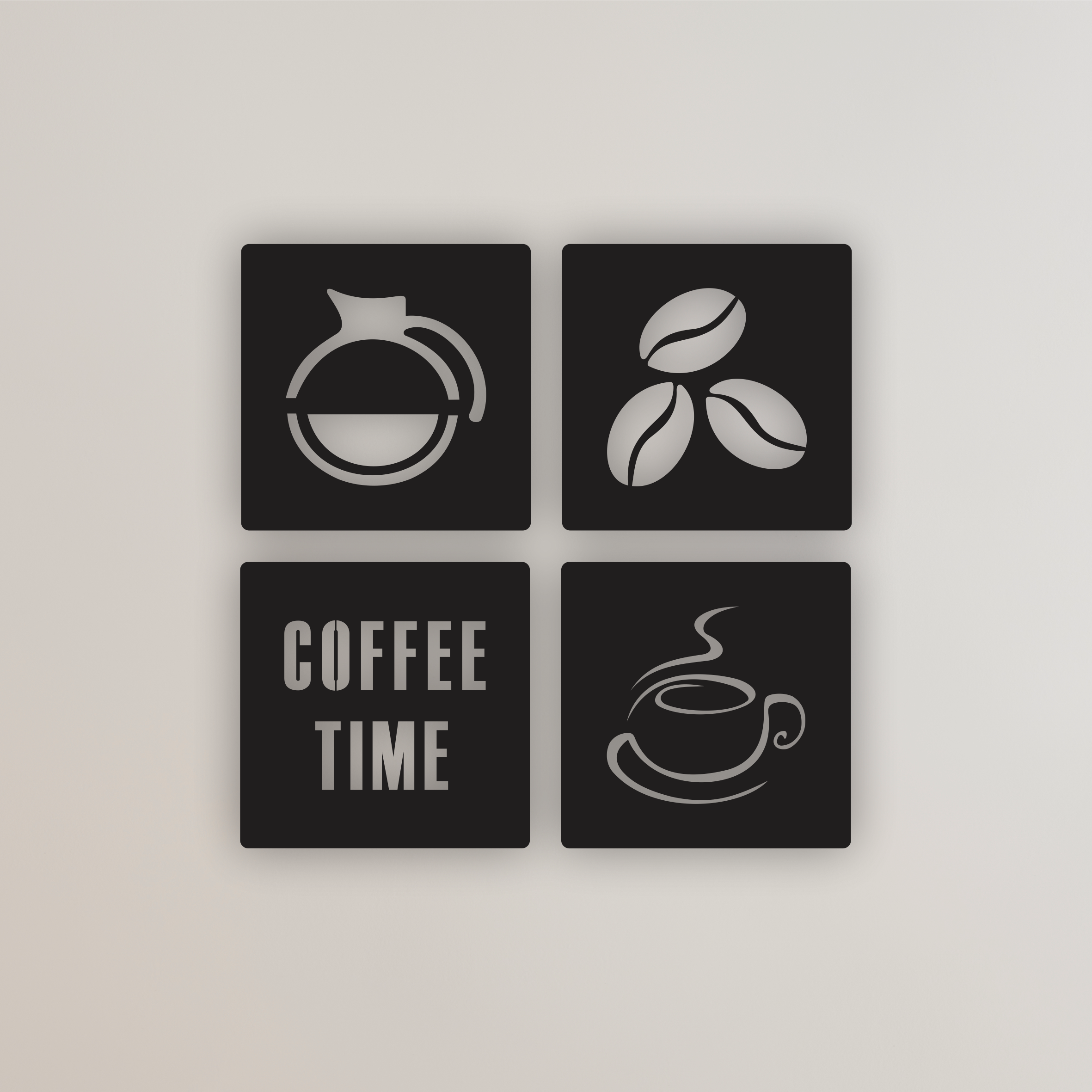 Conjunto 4 Quadros Decorativos Coffee Time